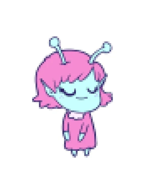 Pixelize effect animation of smiling alien girl Stock Footage 324136531