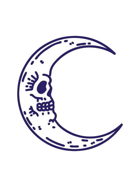 Pixelize effect animation of tattoo in black line style of a skull moon icon Vídeo Stock 324096335