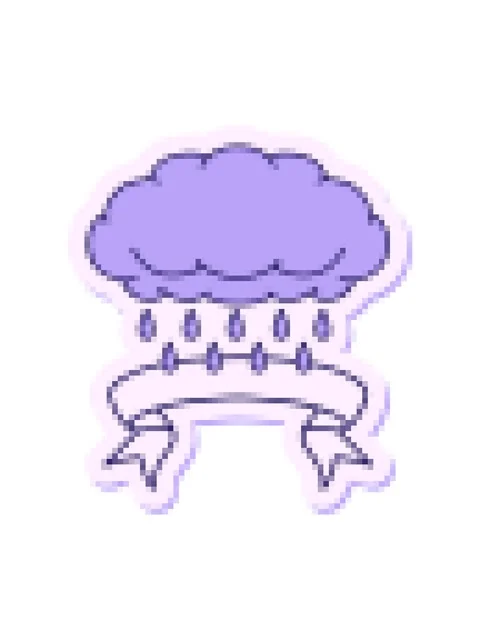 Pixelize effect animation of tattoo style sticker with banner of a cloud ra.. Video stock 324480611