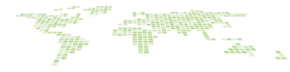 Pixelized map of World. Front perspective. Black vector map Illustrazione stock