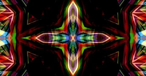 Pixels Flowers Flora Geometric Pattern Background Dark Color Symmetric Stock Illustration