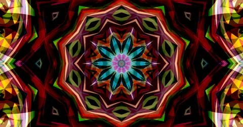 Pixels Flowers Flora Geometric Pattern Background Dark Color Symmetric Stock Illustration