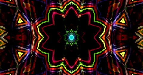 Pixels Flowers Flora Geometric Pattern Background Dark Color Symmetric Illustrazione stock