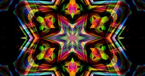 Pixels Flowers Flora Geometric Pattern Background Dark Color Symmetric Stock Illustration