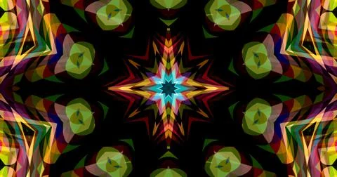 Pixels Flowers Flora Geometric Pattern Background Dark Color Symmetric Illustrazione stock