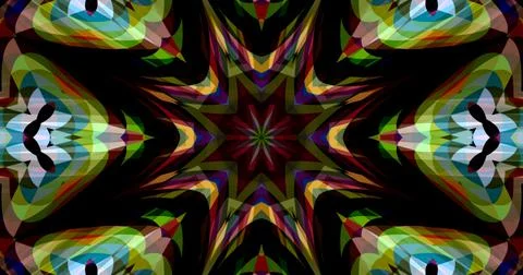 Pixels Flowers Flora Geometric Pattern Background Dark Color Symmetric Stock Illustration