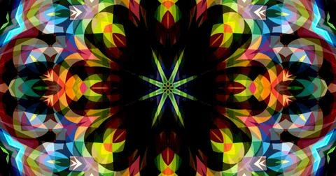 Pixels Flowers Flora Geometric Pattern Background Dark Color Symmetric Stock Illustration