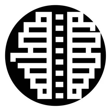 Pixels forming an abstract brain in a circle Stock Illustration