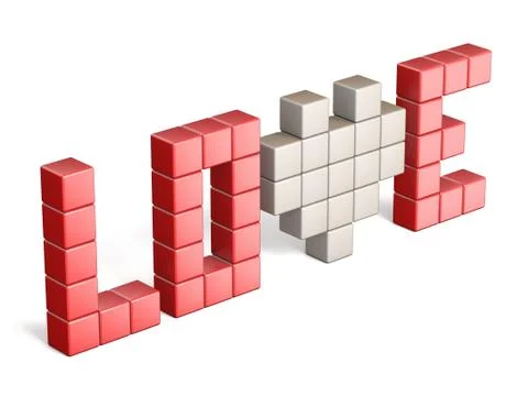 Pixels forming the word love 3D Illustrazione stock