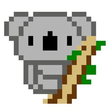Pixels koala with love image for 8 bit game assets Stock Illustration