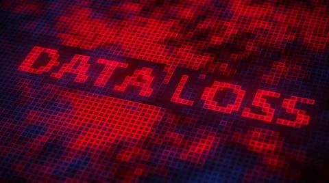 Pixels on the screen compose DATA LOSS text. 3D rendering Ilustração Stock
