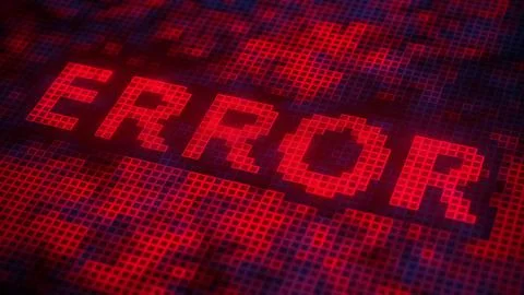 Pixels on the screen compose ERROR text. 3D rendering Stock Illustration