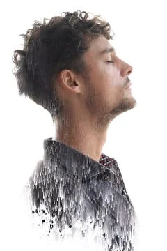Pixelsort effect combined with a portrait Stock Photos