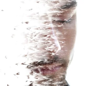 Pixelsort pattern combined with a portrait Stock Photos