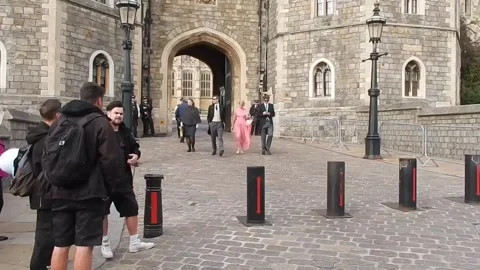 Pixie Geldof appears camera-shy as she departs royal wedding Video stock 106309127