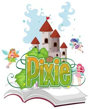 Pixie logo with little fairies on white background Stock Illustration