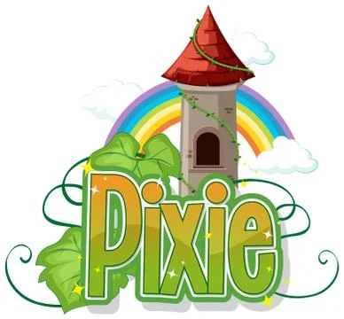 Pixie logo with little fairies on white background 스톡 일러스트