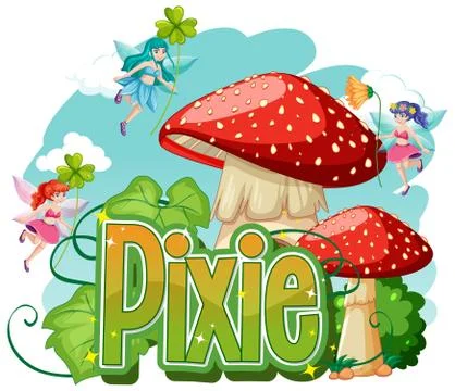 Pixie logo with little fairies on white background 스톡 일러스트