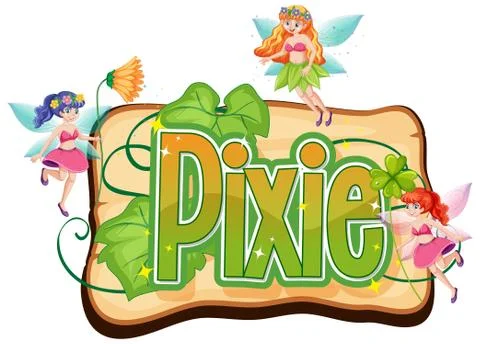 Pixie logo with little fairies on white background Stock Illustration