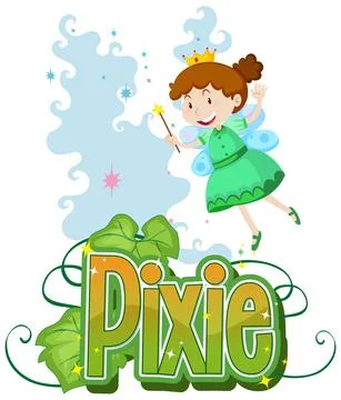 Pixie logo with little fairies on white background 스톡 일러스트
