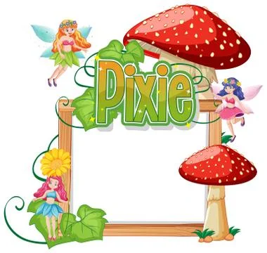 Pixie logos with blank banner on white background Stock Illustration