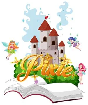 Pixie logos with little fairy on white background 스톡 일러스트