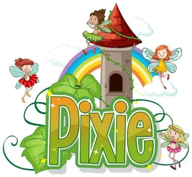 Pixie logos with little fairy on white background 스톡 일러스트
