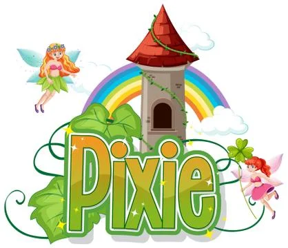 Pixie logos with little fairy on white background Stock Illustration