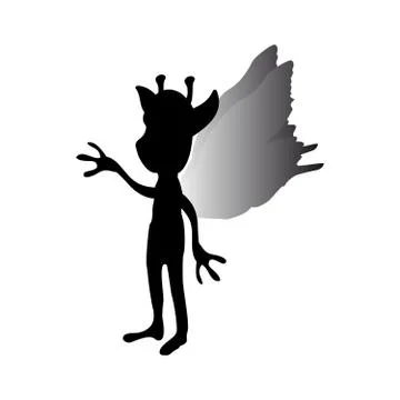 Pixie silhouette mythical animal fantasy Stock Illustration