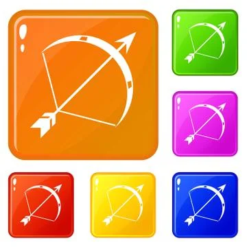 Pixy bow icons set vector color 库存插图