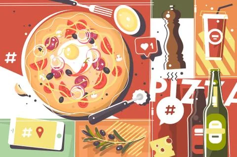 Pizza abstract background Stock Illustration