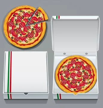 Pizza and box Stock Illustration