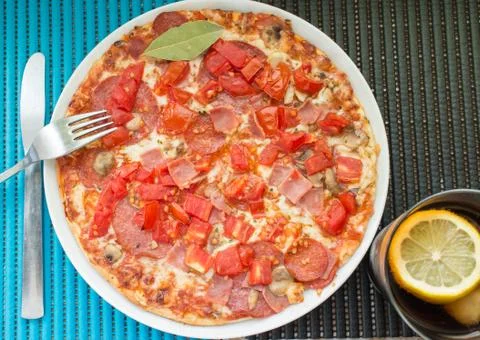Pizza and cola Stock Photos