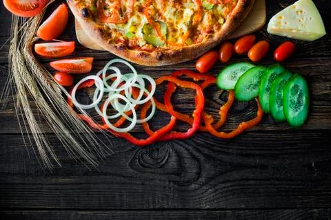 Pizza and components Stock Photos
