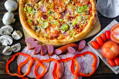 Pizza and components Stock Photos