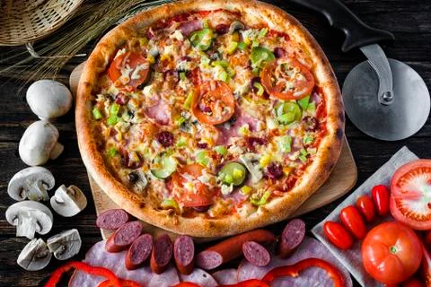 Pizza and components Stock Photos