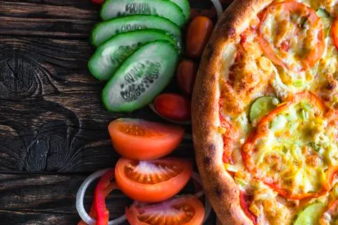 Pizza and components 스톡 사진