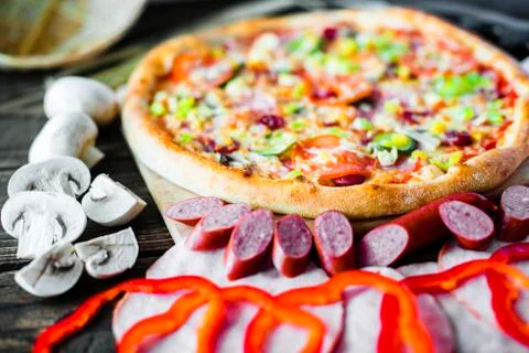 Pizza and components Stock Photos