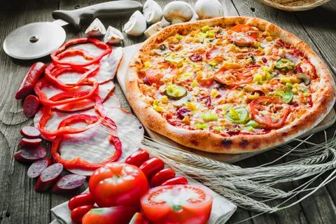 Pizza and components Stock Photos