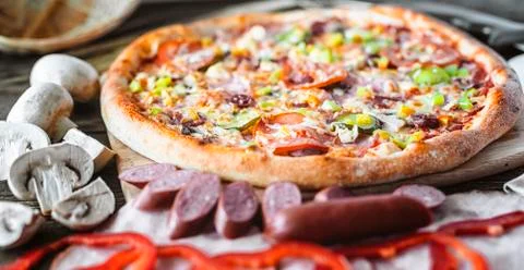 Pizza and components Stock Photos