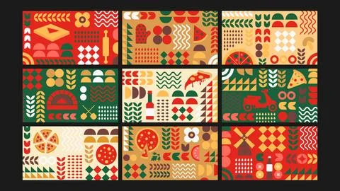 Pizza and delivery background Set Illustrazione stock