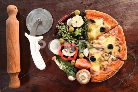 Pizza And Fresh Vegetables For Pizza