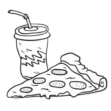 Pizza and soda Stock Illustration