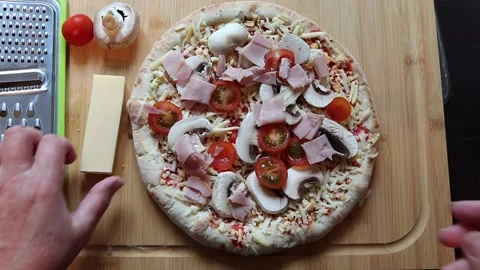 Pizza and toppings Video stock 132446063