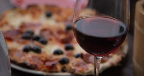 Pizza and Wine Stock Footage 169919656