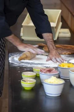 Pizza Art. The process of making pizza Stock Photos