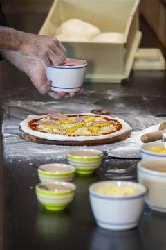 Pizza Art. The process of making pizza Stock Photos