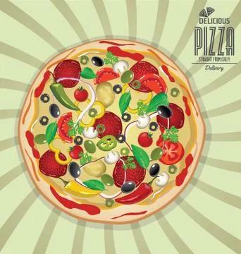 Pizza background retro design 4 Stock Illustration