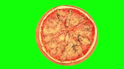 Pizza with bacon and marinated cornichons on wooden board 02 Stock-Footage 46474613