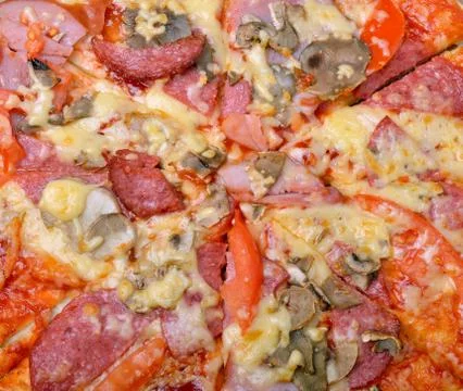 Pizza with bacon. Stock Photos